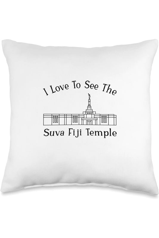 Suva Fiji Temple Throw Pillows - Happy Style (English) US