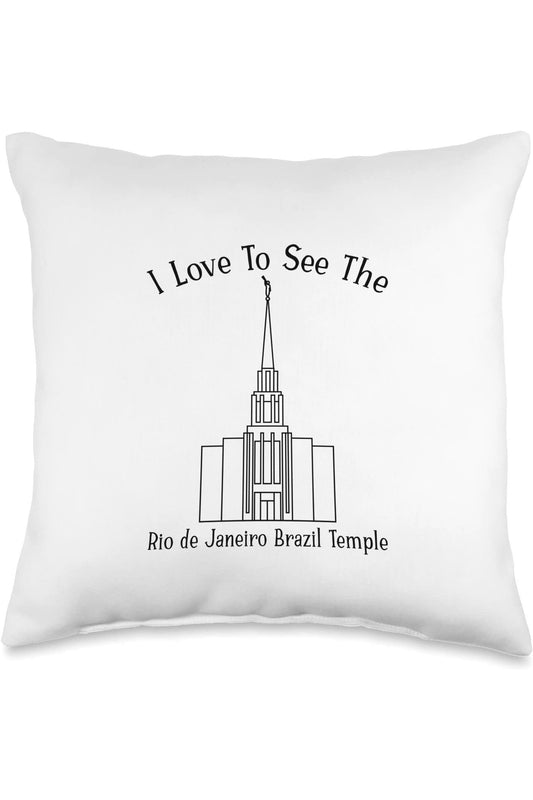 Rio de Janeiro Brazil Temple Throw Pillows - Happy Style (English) US