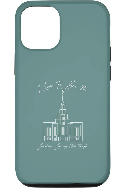 Saratoga Springs Utah Temple Apple iPhone Cases - Calligraphy Style (English) US