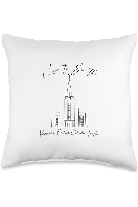 Vancouver British Columbia Temple Throw Pillows - Calligraphy Style (English) US
