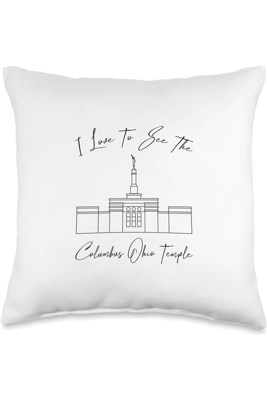 Columbus Ohio Temple Throw Pillows - Calligraphy Style (English) US