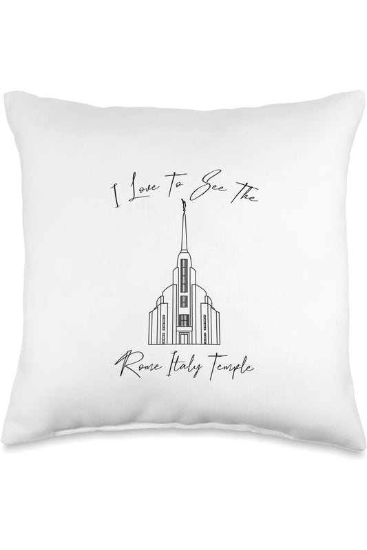 Rome Italy Temple Throw Pillows - Calligraphy Style (English) US