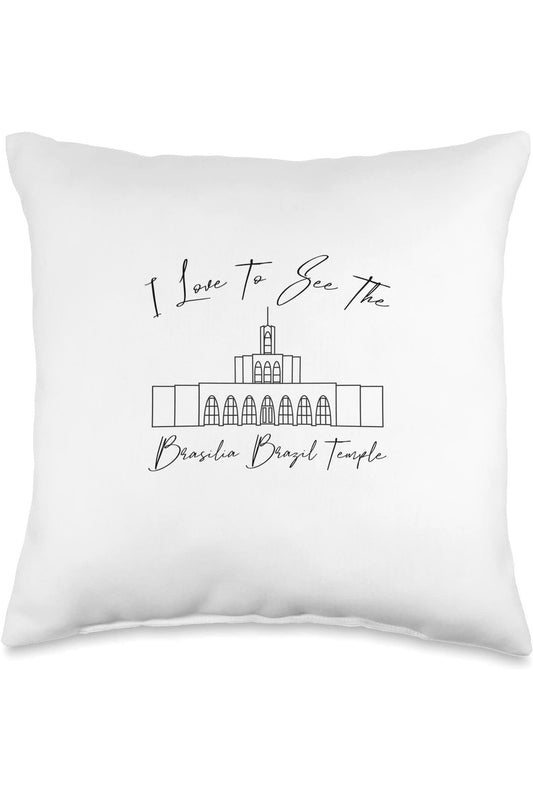 Brasilia Brazil Temple Throw Pillows - Calligraphy Style (English) US