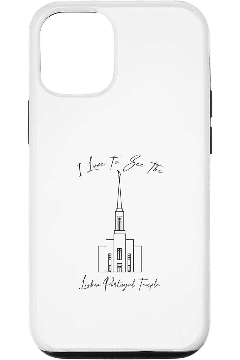 Lisbon Portugal Temple Apple iPhone Cases - Calligraphy Style (English) US