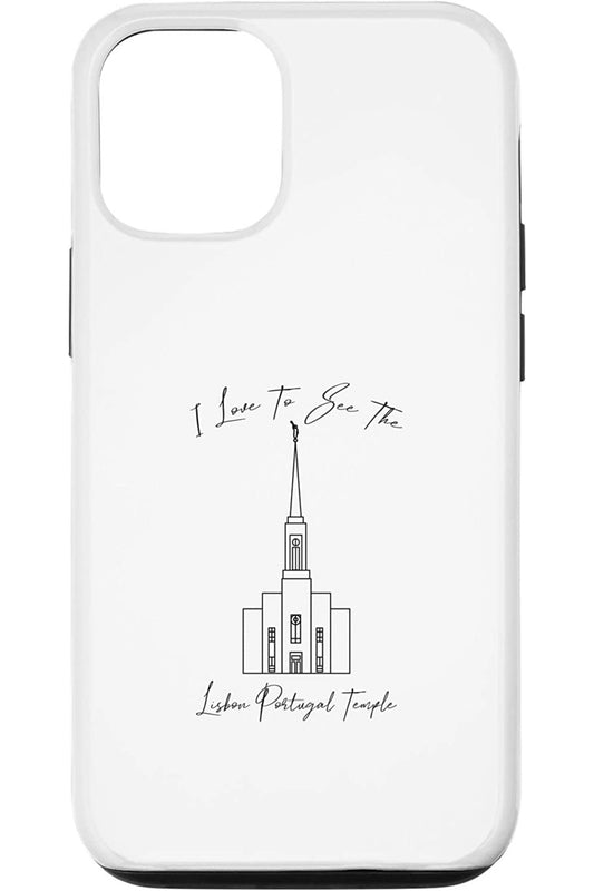 Lisbon Portugal Temple Apple iPhone Cases - Calligraphy Style (English) US
