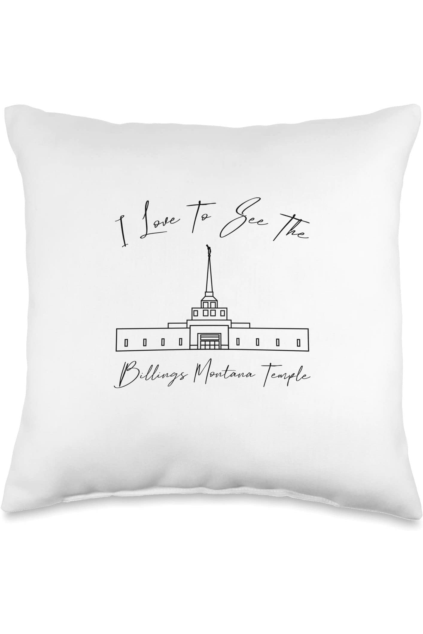 Billings Montana Temple Throw Pillows - Calligraphy Style (English) US