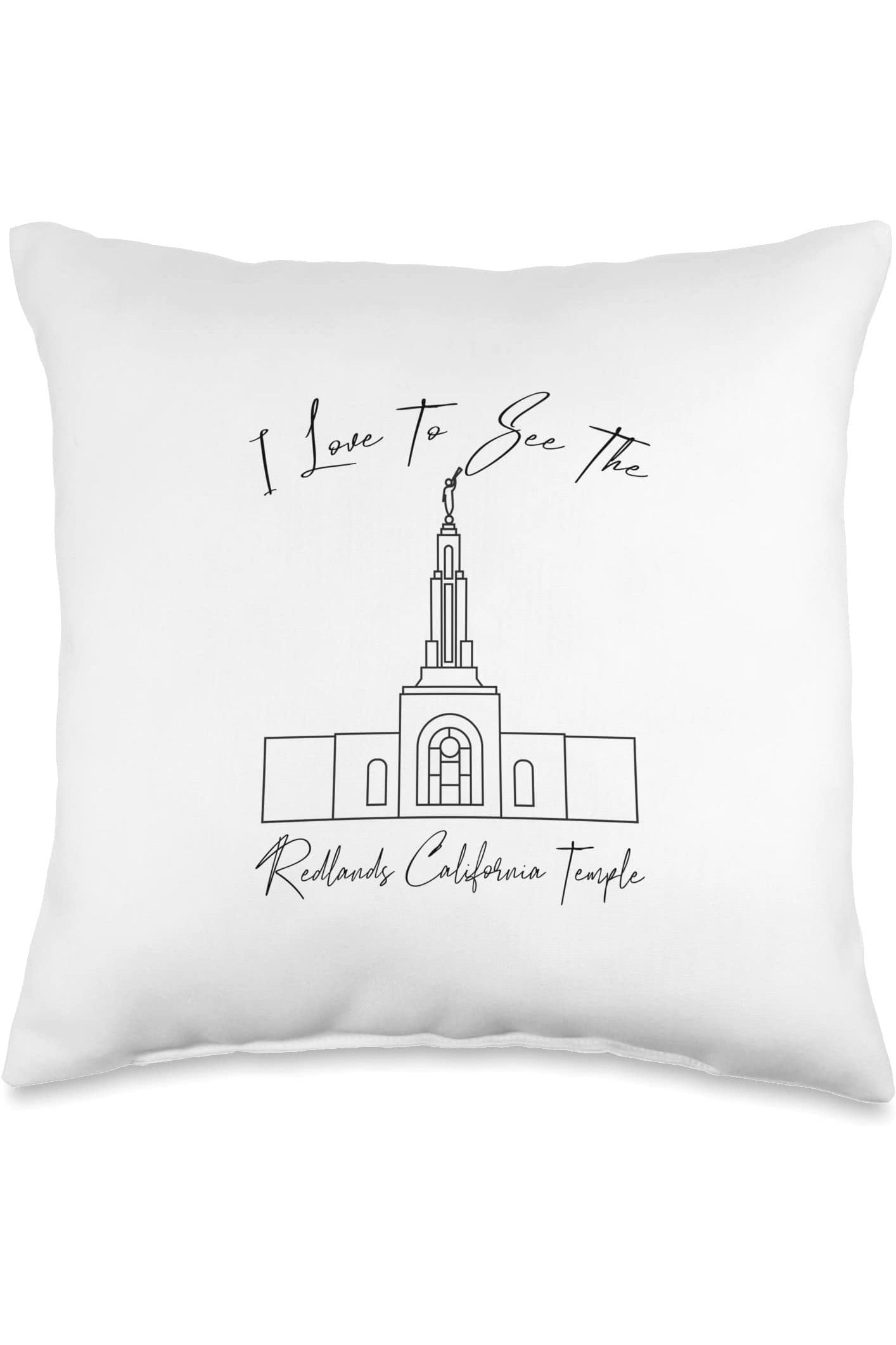 Redlands California Temple Throw Pillows - Calligraphy Style (English) US