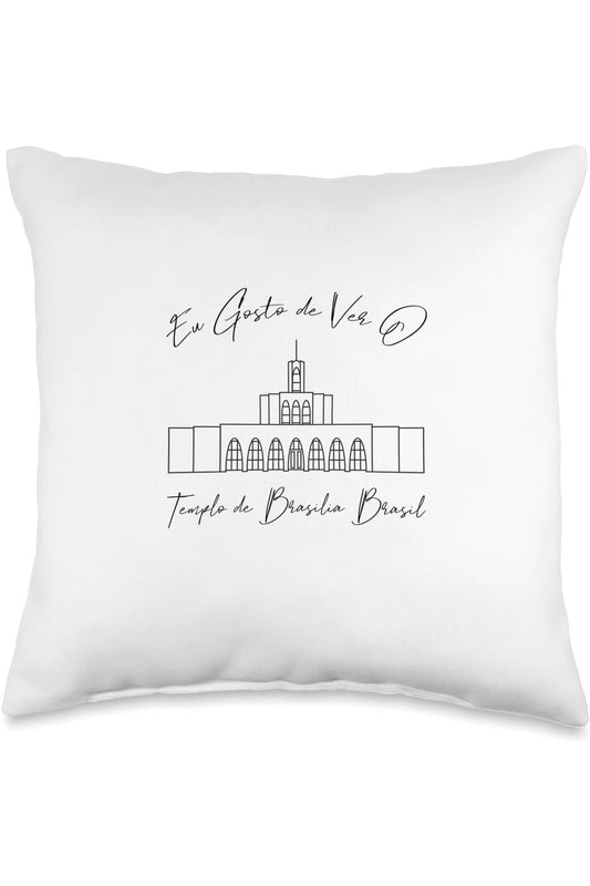 Brasilia Brazil Temple Throw Pillows - Calligraphy Style (Portuguese) US