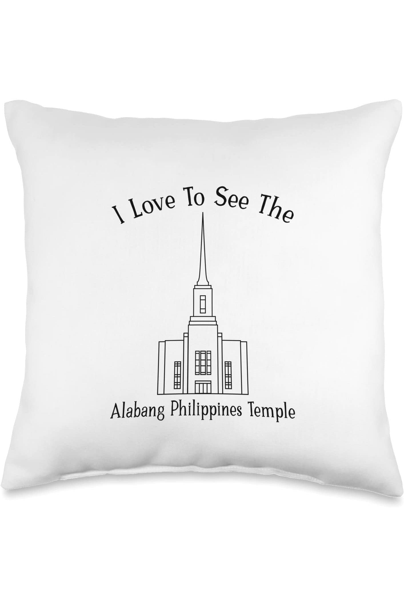 Alabang Philippines Temple Throw Pillows - Happy Style (English) US