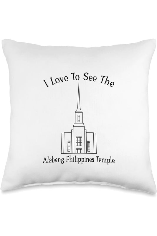 Alabang Philippines Temple Throw Pillows - Happy Style (English) US