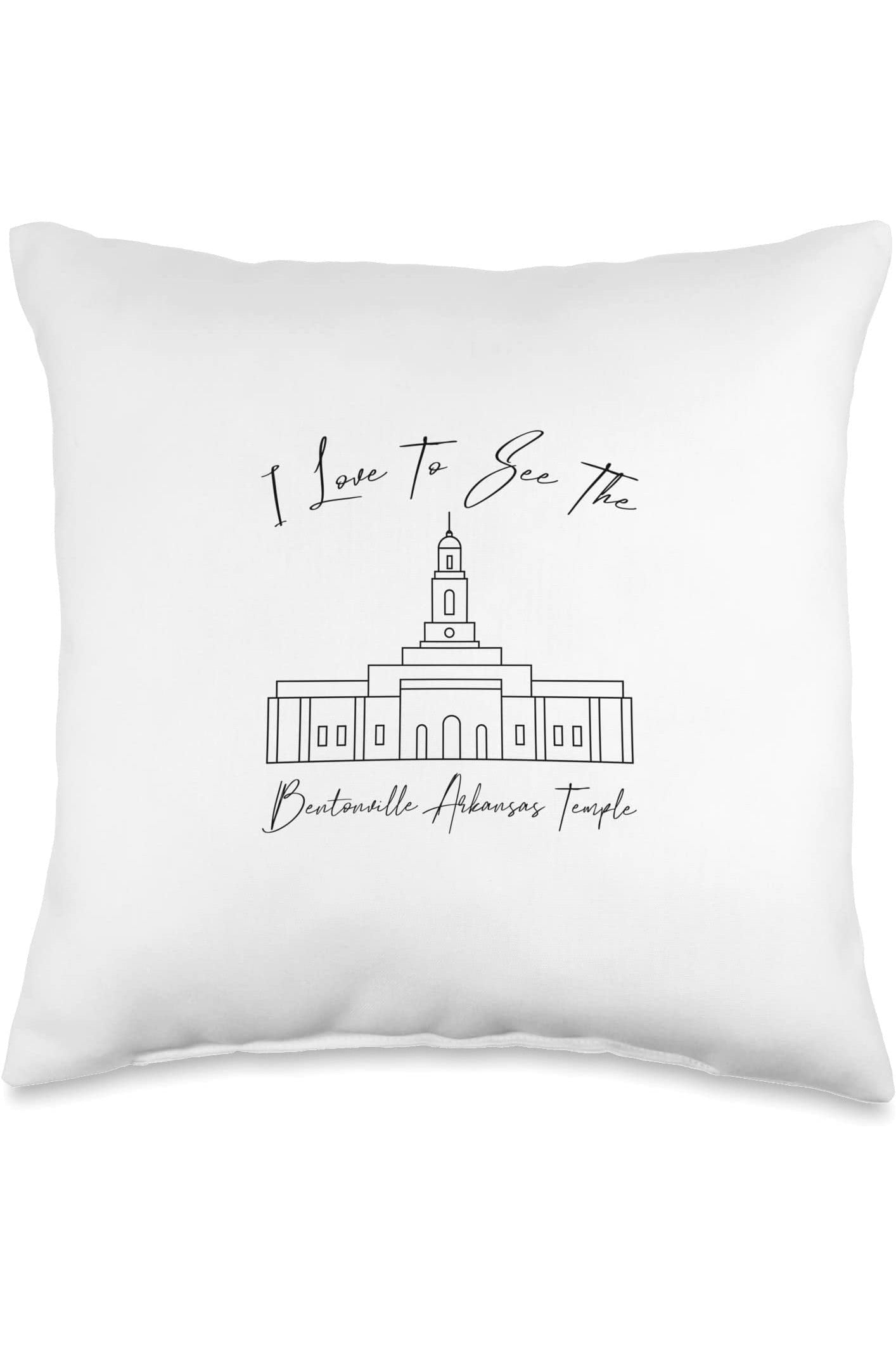 Bentonville Arkansas Temple Throw Pillows - Calligraphy Style (English) US