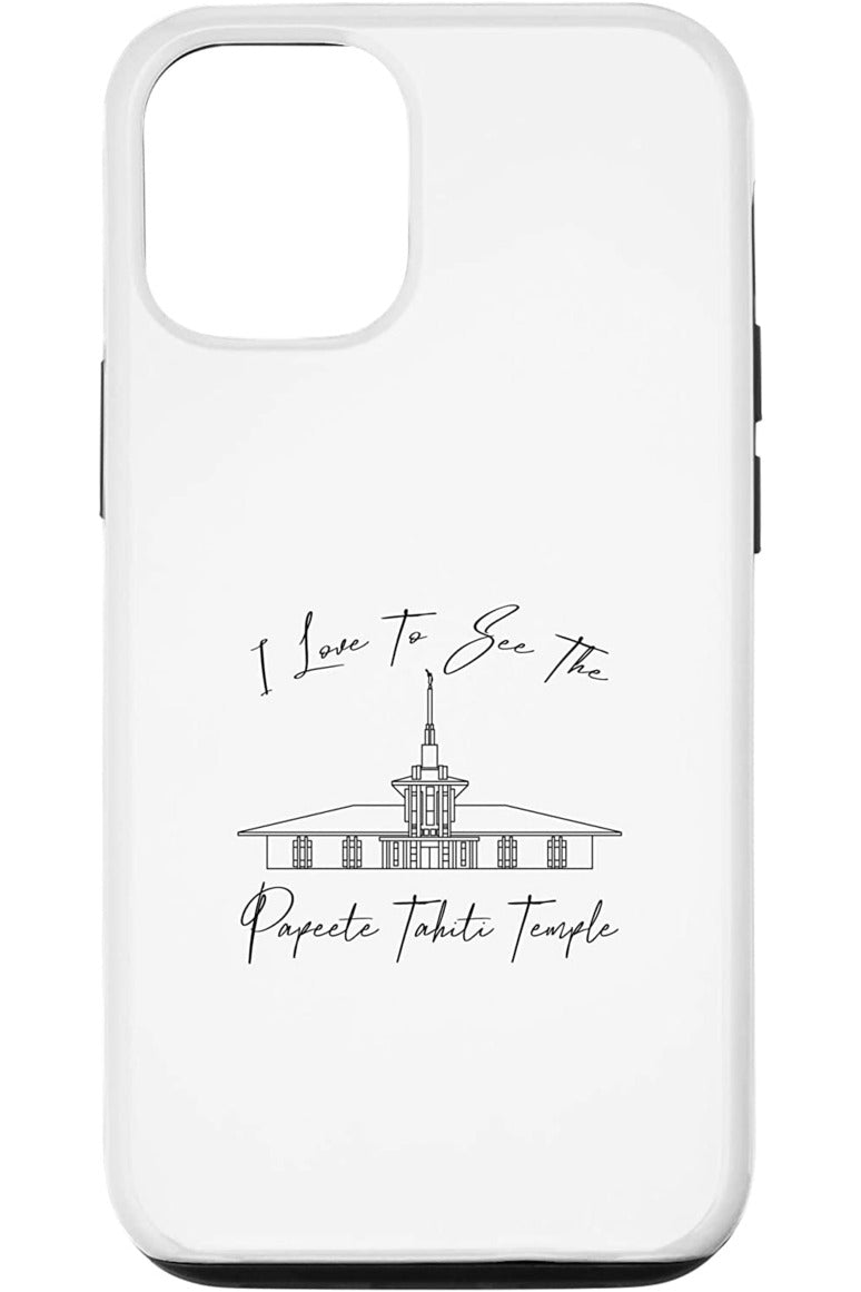 Papeete Tahiti Temple Apple iPhone Cases - Calligraphy Style (English) US