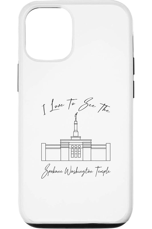 Spokane Washington Temple Apple iPhone Cases - Calligraphy Style (English) US