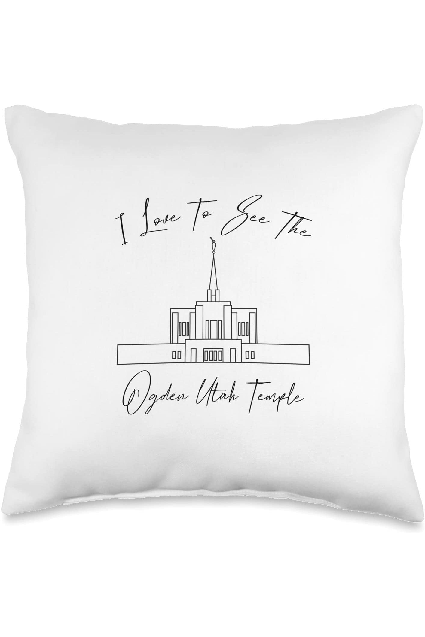 Ogden Utah Temple Throw Pillows - Calligraphy Style (English) US