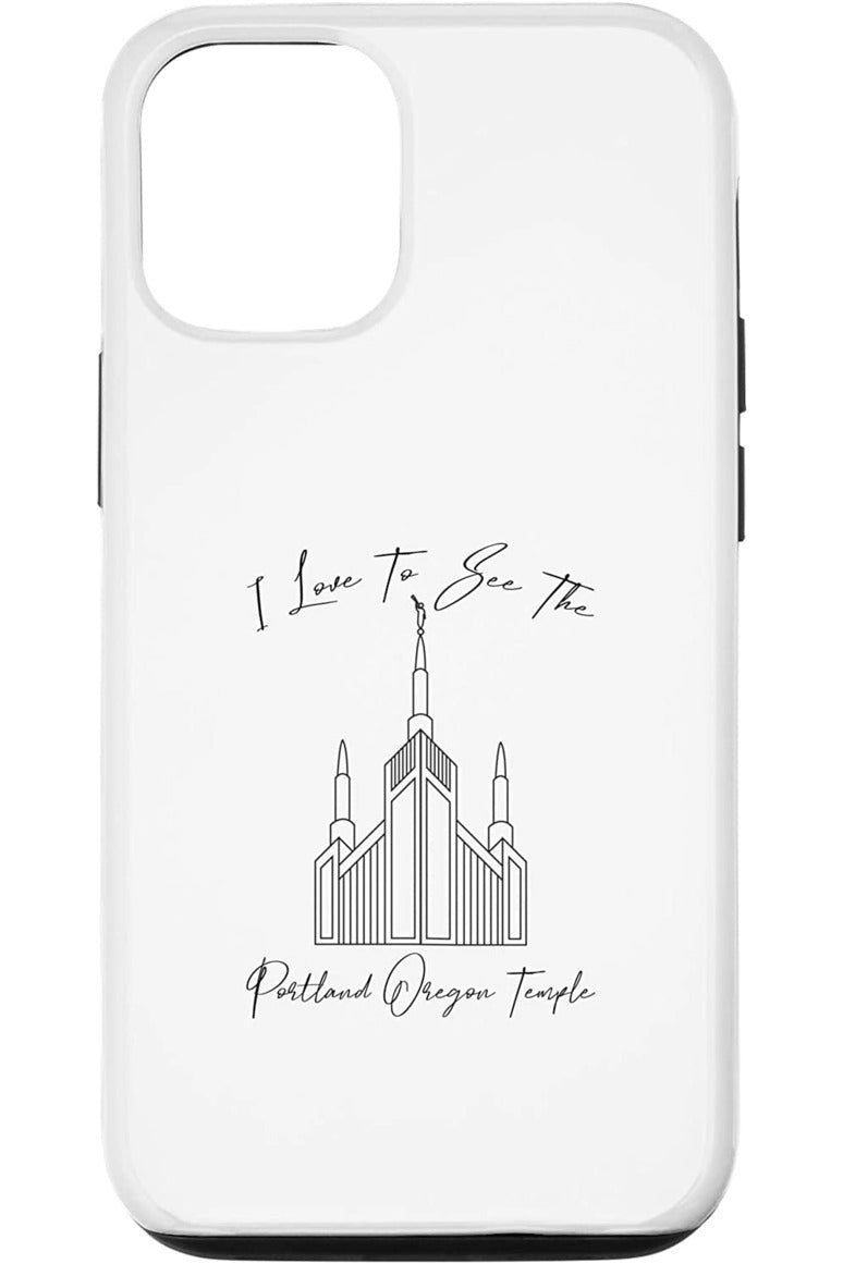 Portland Oregon Temple Apple iPhone Cases - Calligraphy Style (English) US