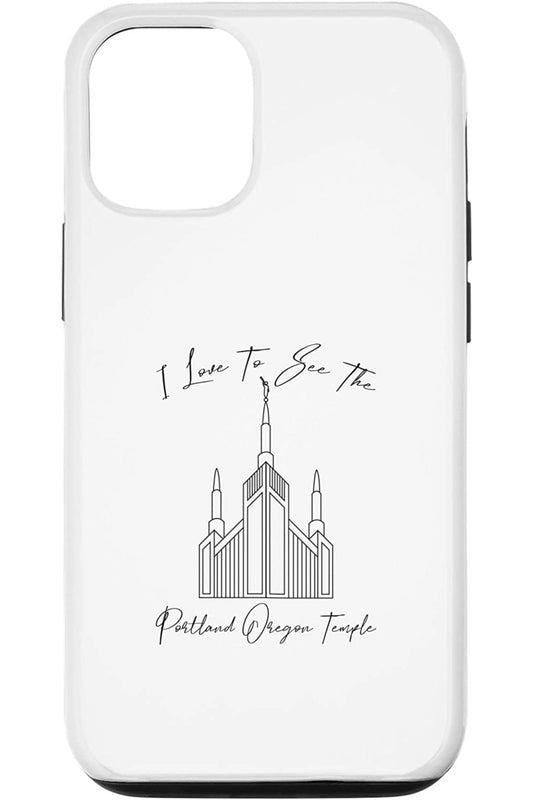 Portland Oregon Temple Apple iPhone Cases - Calligraphy Style (English) US