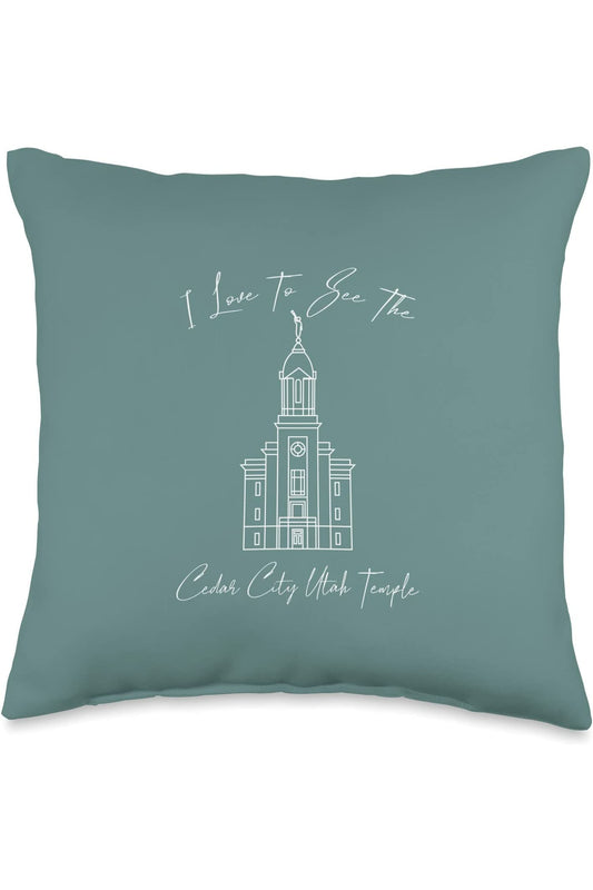 Cedar City Utah Temple Throw Pillows - Calligraphy Style (English) US