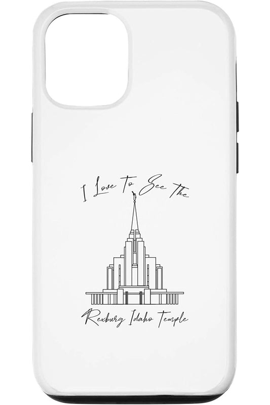Rexburg Idaho Temple Apple iPhone Cases - Calligraphy Style (English) US