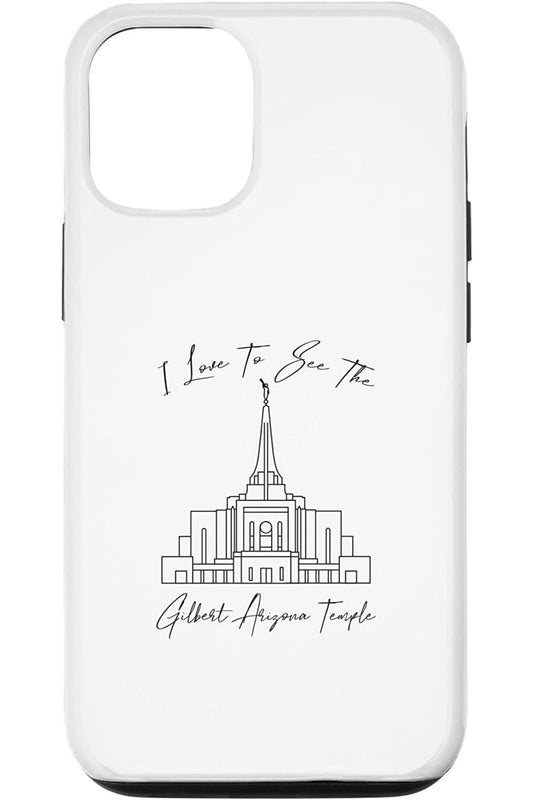 Gilbert Arizona Temple Apple iPhone Cases - Calligraphy Style (English) US