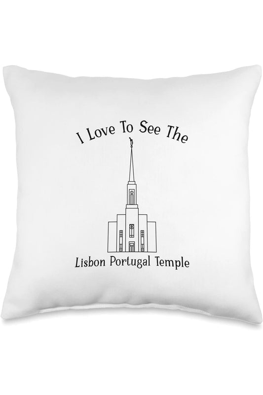 Lisbon Portugal Temple Throw Pillows - Happy Style (English) US