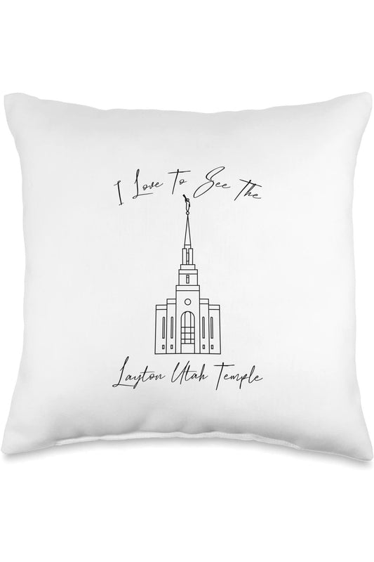 Layton Utah Temple Throw Pillows - Calligraphy Style (English) US