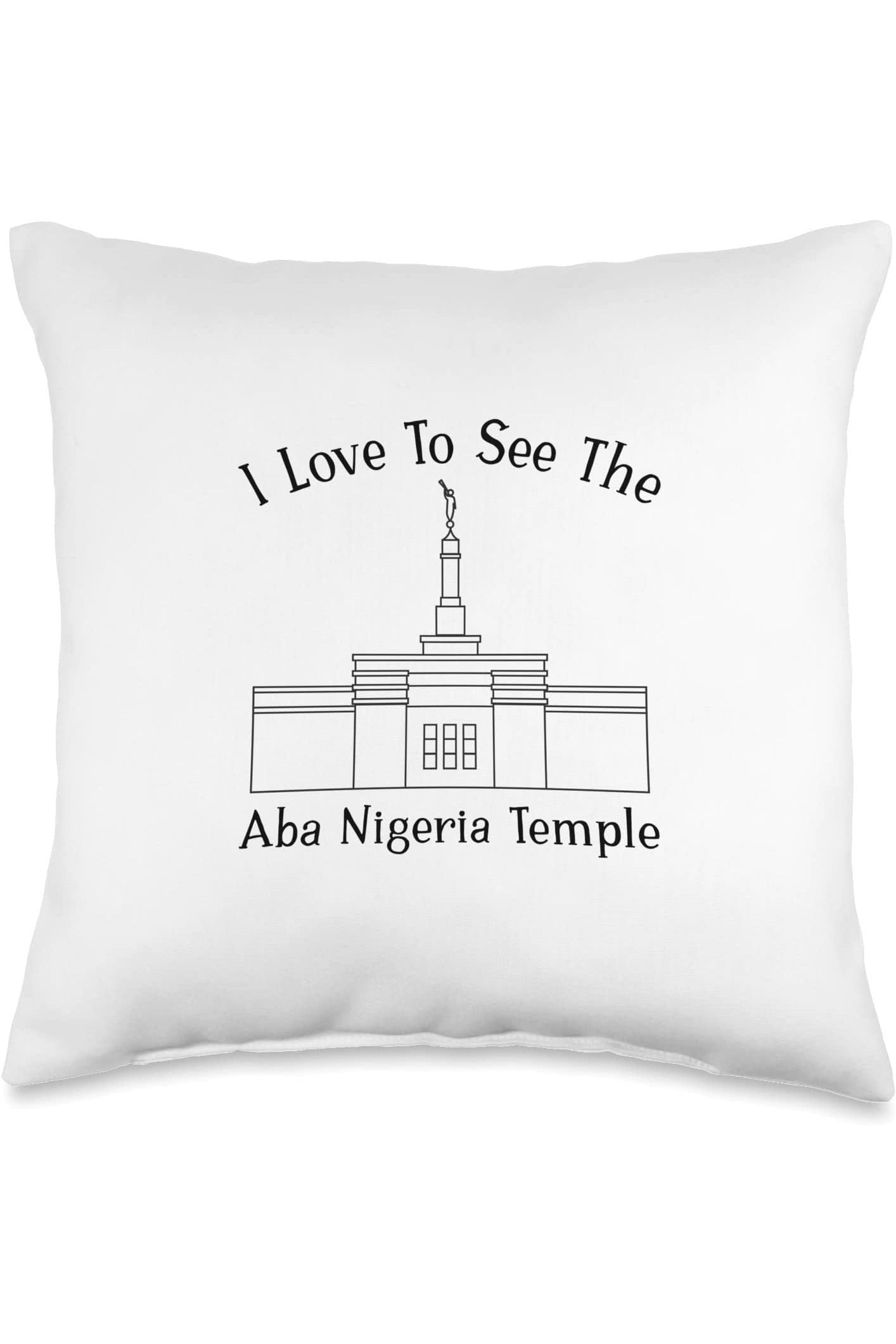 Aba Nigeria Temple Throw Pillows - Happy Style (English) US