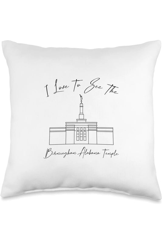 Birmingham Alabama Temple Throw Pillows - Calligraphy Style (English) US