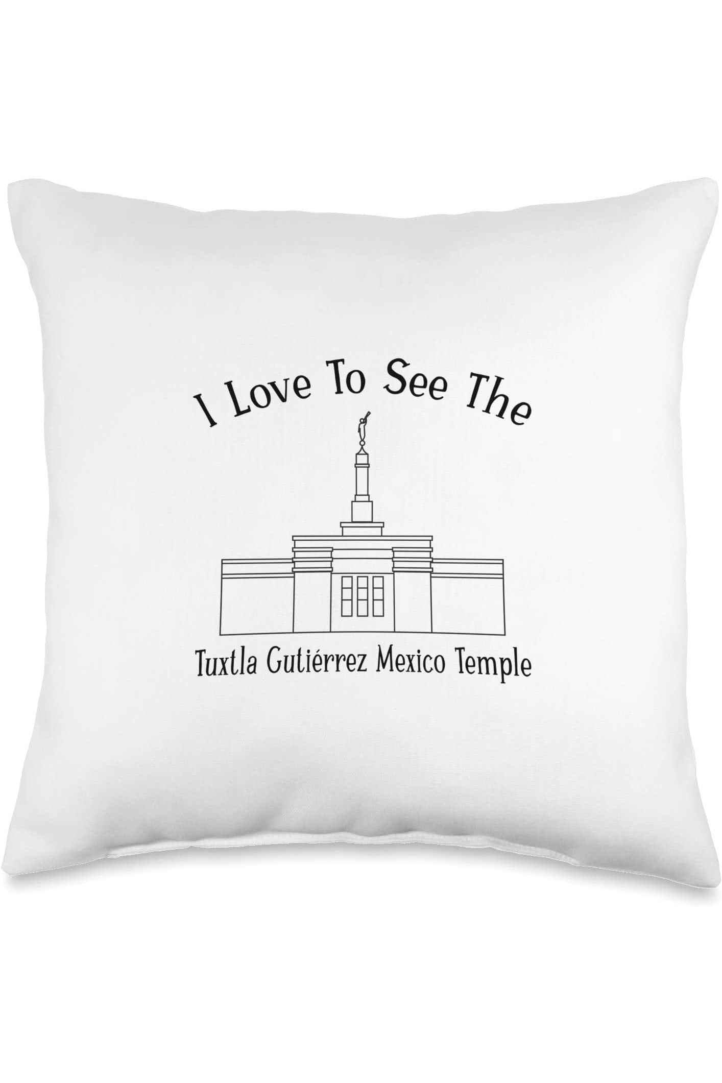 Tuxtla Gutierrez Mexico Temple Throw Pillows - Happy Style (English) US