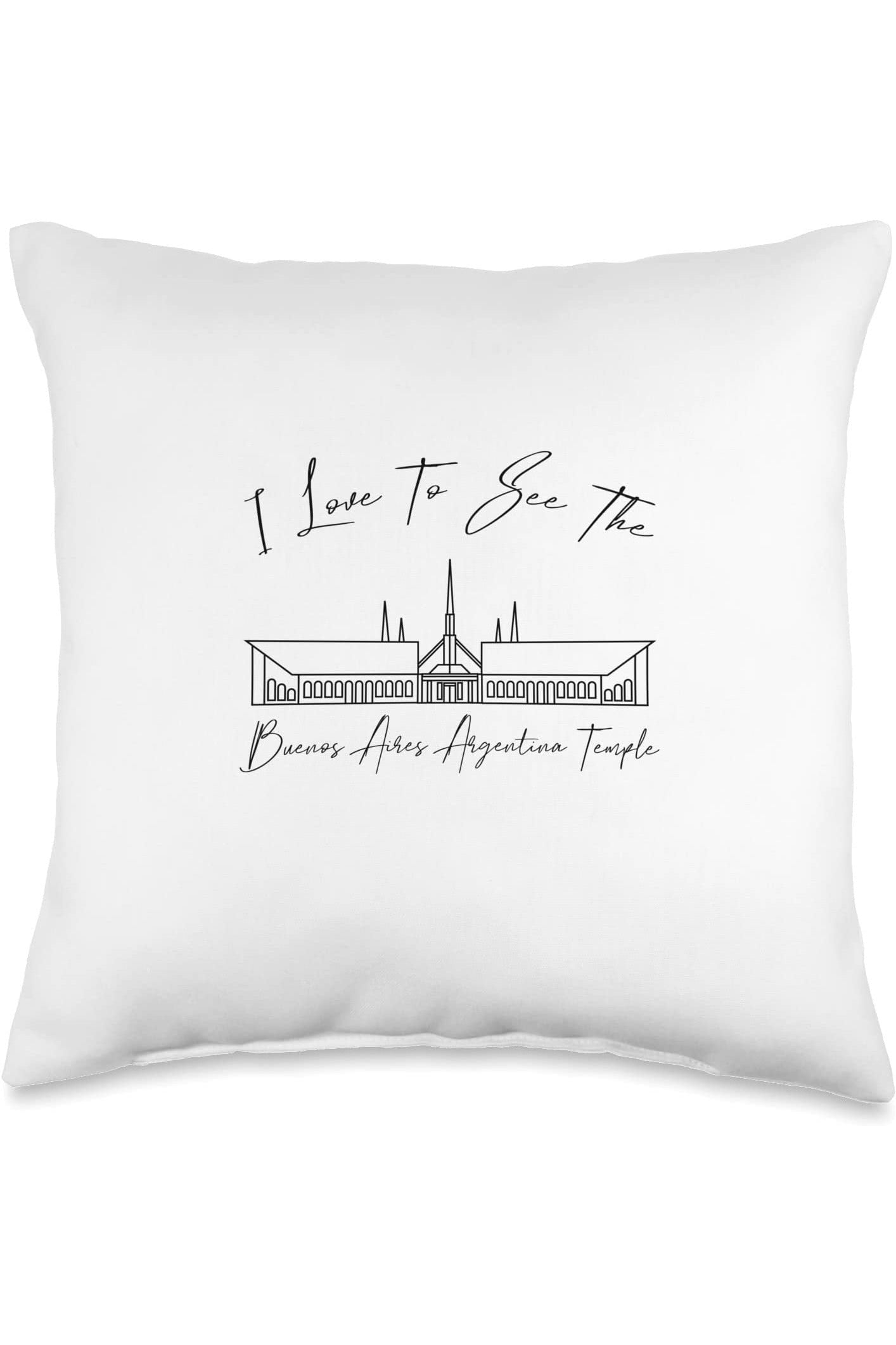 Buenos Aires Argentina Temple Throw Pillows - Calligraphy Style (English) US