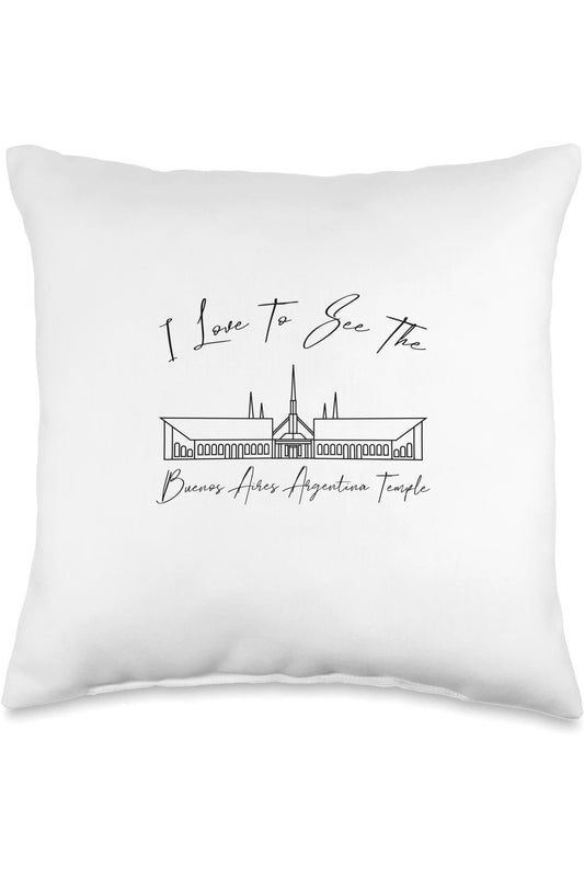 Buenos Aires Argentina Temple Throw Pillows - Calligraphy Style (English) US