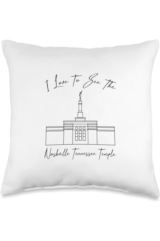Nashville Tennessee Temple Throw Pillows - Calligraphy Style (English) US