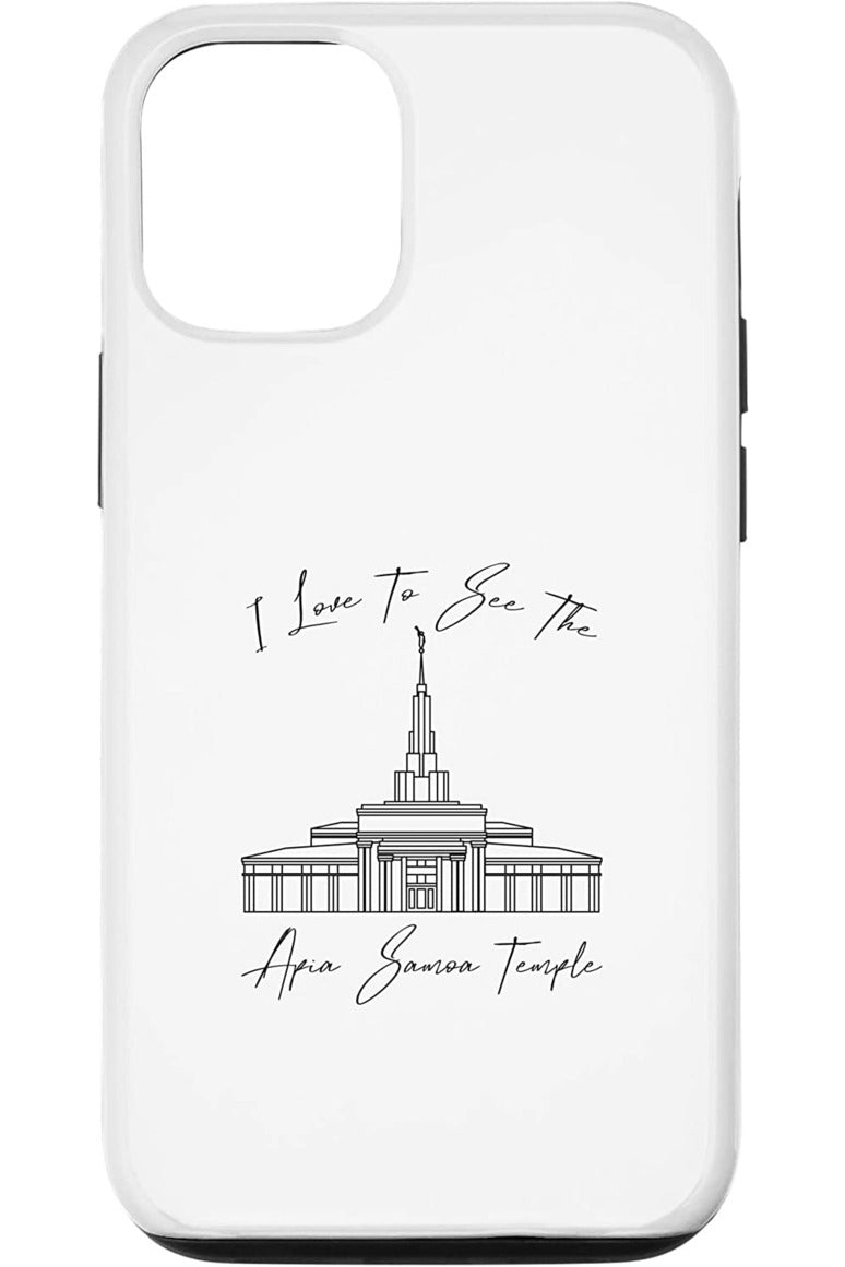 Apia Samoa Temple Apple iPhone Cases - Calligraphy Style (English) US