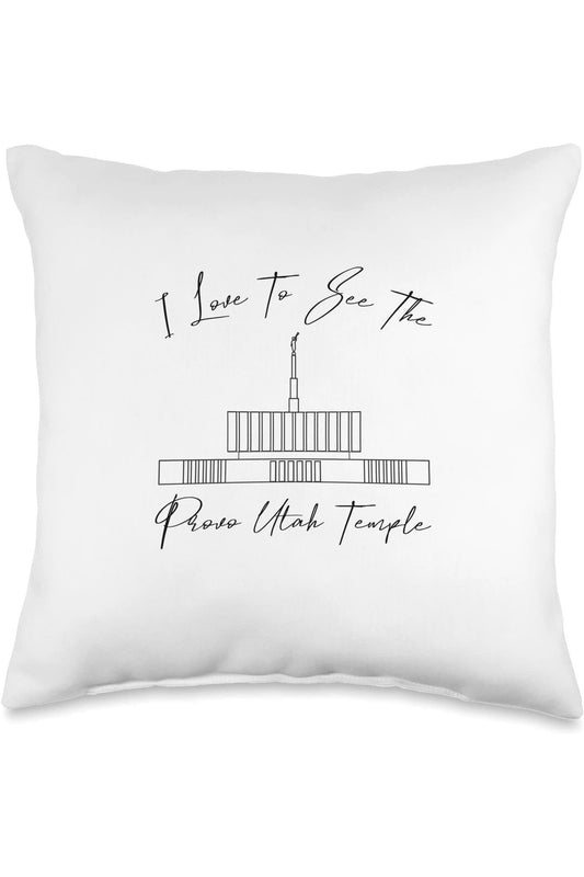 Provo Utah Temple Throw Pillows - Calligraphy Style (English) US