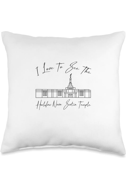 Halifax Nova Scotia Temple Throw Pillows - Calligraphy Style (English) US