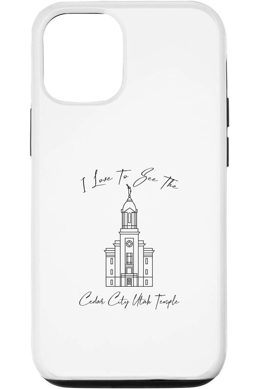 Cedar City Utah Temple Apple iPhone Cases - Calligraphy Style (English) US
