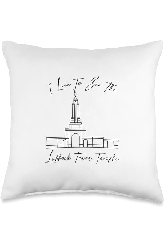 Lubbock Texas Temple Throw Pillows - Calligraphy Style (English) US