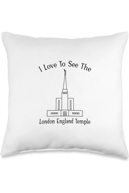 London England Temple Throw Pillows - Happy Style (English) US