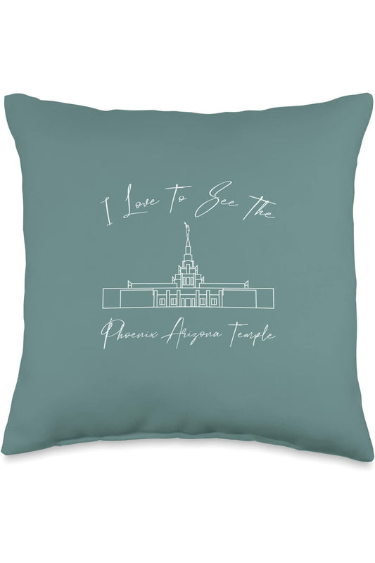Phoenix Arizona Temple Throw Pillows - Calligraphy Style (English) US