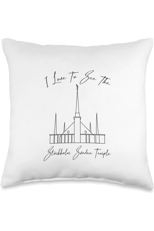 Stockholm Sweden Temple Throw Pillows - Calligraphy Style (English) US