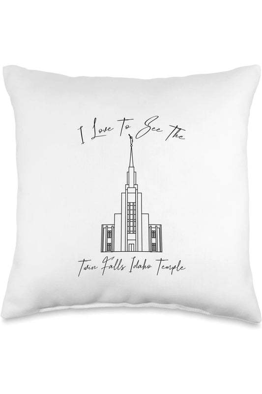 Twin Falls Idaho Temple Throw Pillows - Calligraphy Style (English) US