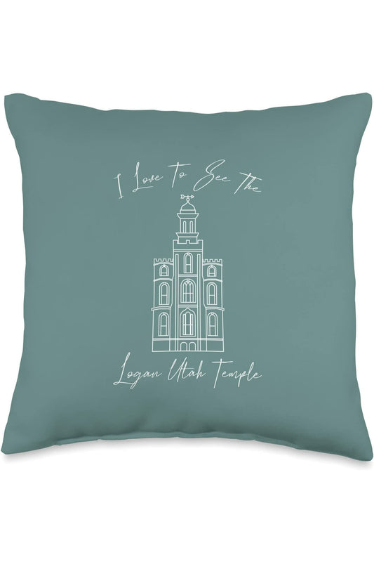 Logan Utah Temple Throw Pillows - Calligraphy Style (English) US