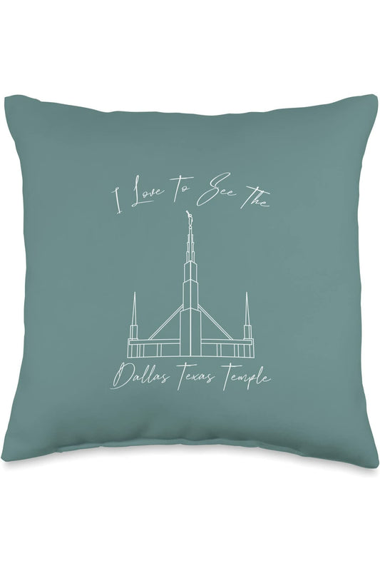 Dallas Texas Temple Throw Pillows - Calligraphy Style (English) US