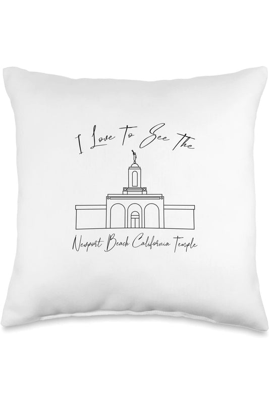 Newport Beach California Temple Throw Pillows - Calligraphy Style (English) US