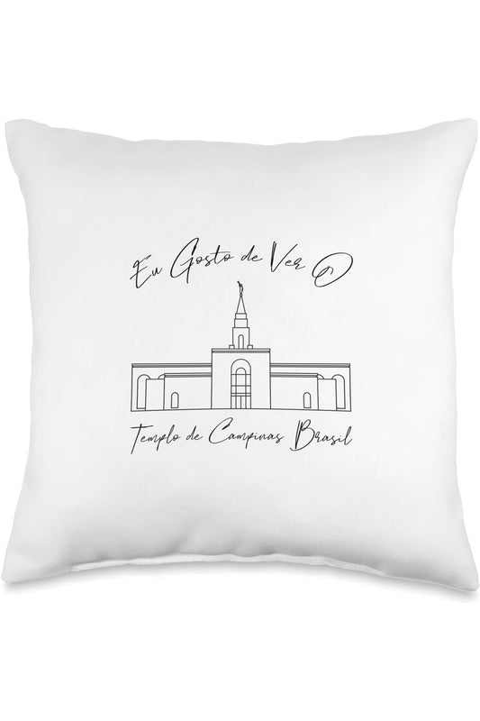 Campinas Brazil Temple Throw Pillows - Calligraphy Style (Portuguese) US