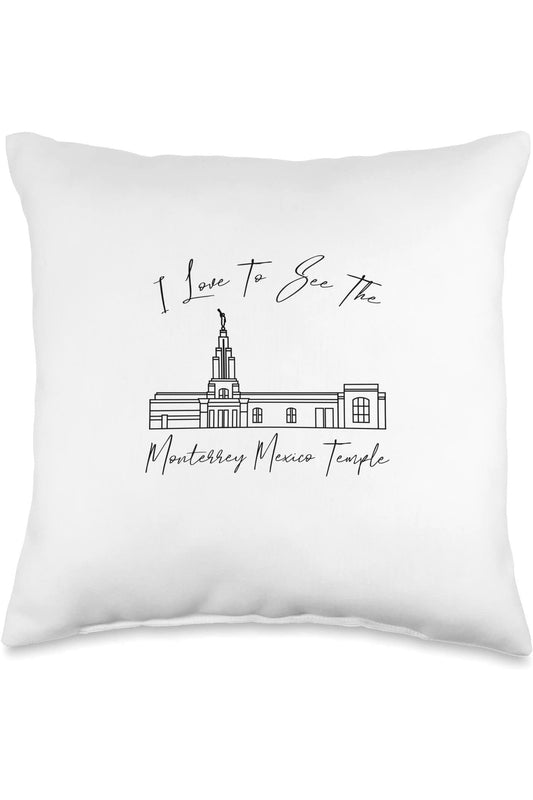 Monterrey Mexico Temple Throw Pillows - Calligraphy Style (English) US