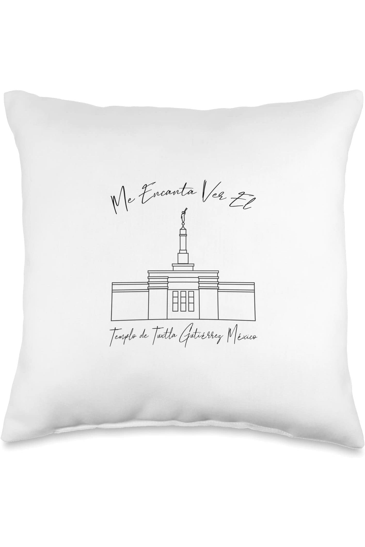 Tuxtla Mexico Temple Throw Pillows - Calligraphy Style (Spanish) US