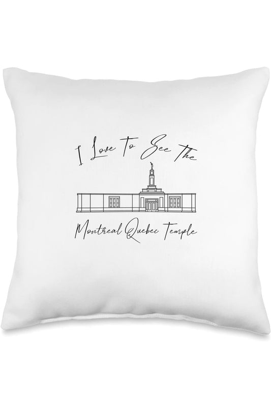 Montreal Quebec Temple Throw Pillows - Calligraphy Style (English) US