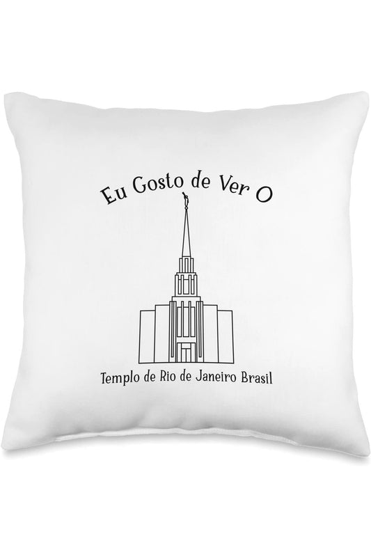 Rio de Janeiro Brazil Temple Throw Pillows - Happy Style (Portuguese) US