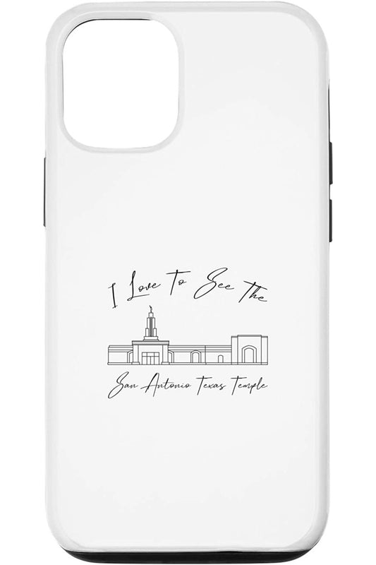 San Antonio Texas Temple Apple iPhone Cases - Calligraphy Style (English) US