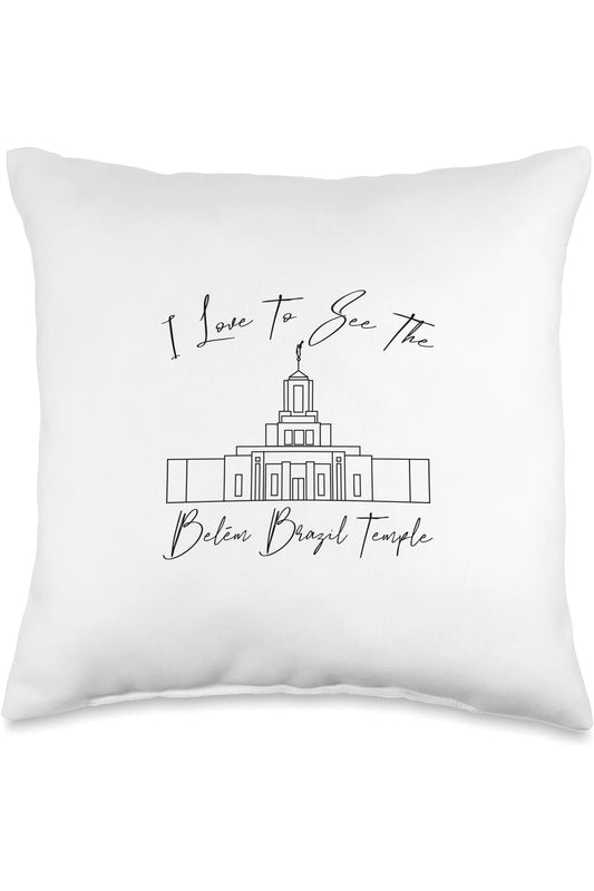 Belem Brazil Temple Throw Pillows - Calligraphy Style (English) US